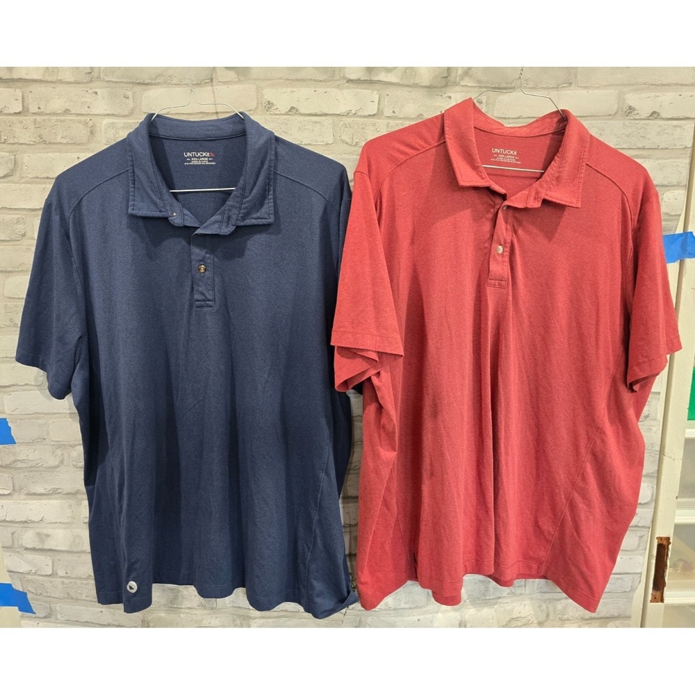 Untuckit Polo Shirt 3XL Blue Red Short Sleeve Activewear Casual Adult Golf Lot 2